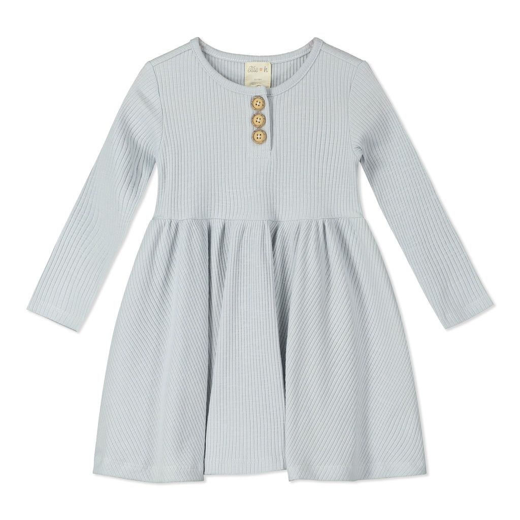 grey long sleeve jersey dress 3 button detail on front cosy