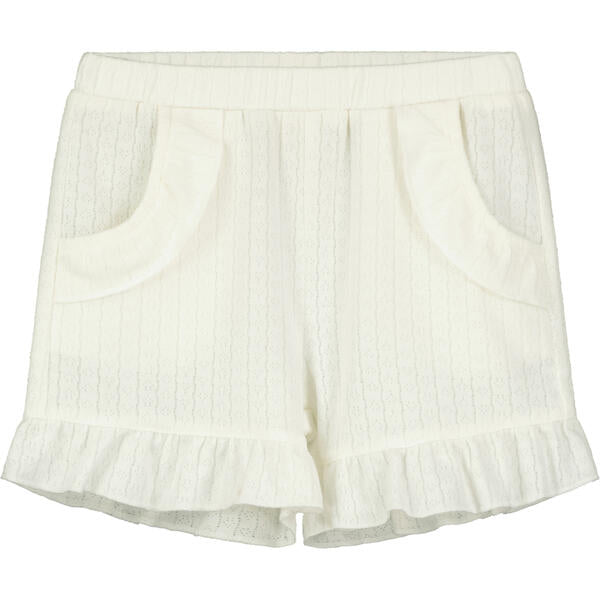 white gauze shorts with 2 side pockets and frill around legs 