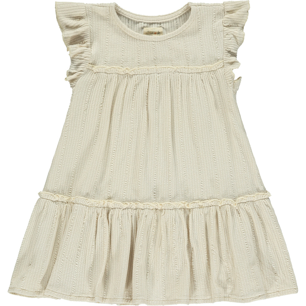 cream two tiered frill dress with frill sleeves