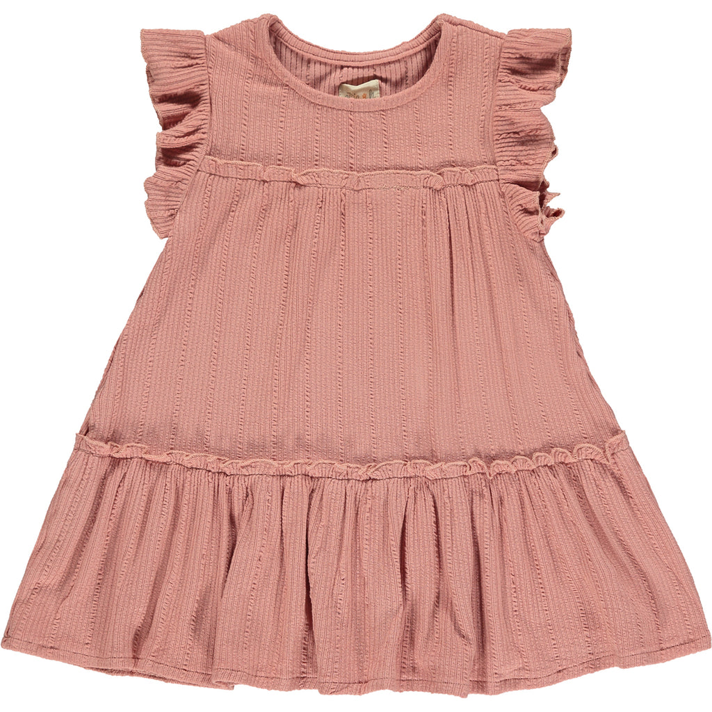 pale pink two tiered frill dress with frill sleeves