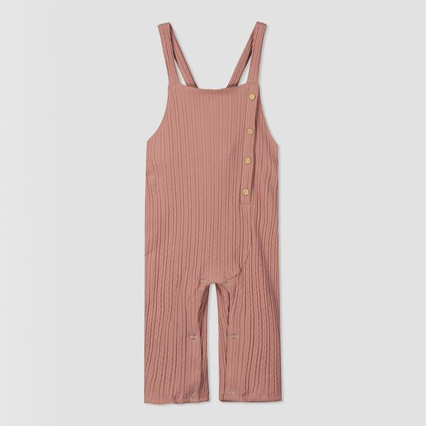 jersey overalls dungerees off set buttons on one side pink girls outfit